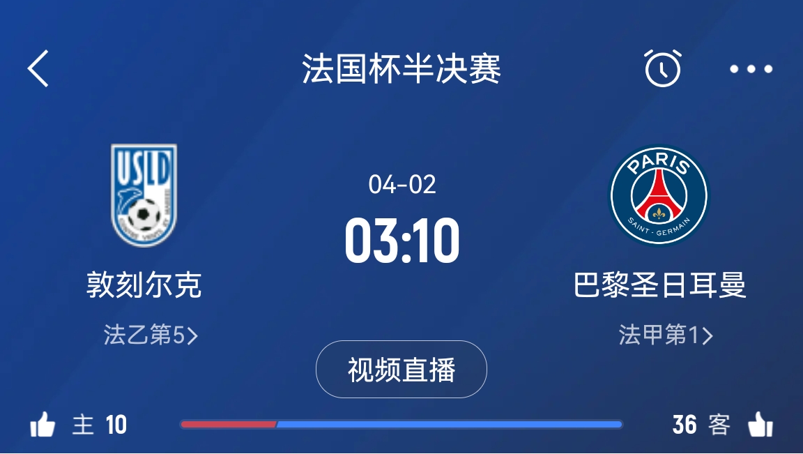 继续大撤退?法国杯半决赛敦刻尔克挑战巴黎,此前连续逆转法甲队
